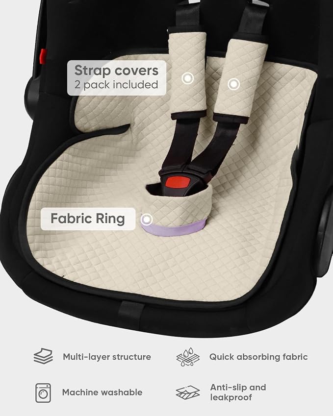 TinlyFinly 2 Pack Baby Potty Training Car Seat Protector, Waterproof Car Seat Liner for Potty Training Toilet, Baby Infant Toddler Piddle Pad Fits for Carseat, Stroller, Highchair - 2 Pack, Beige