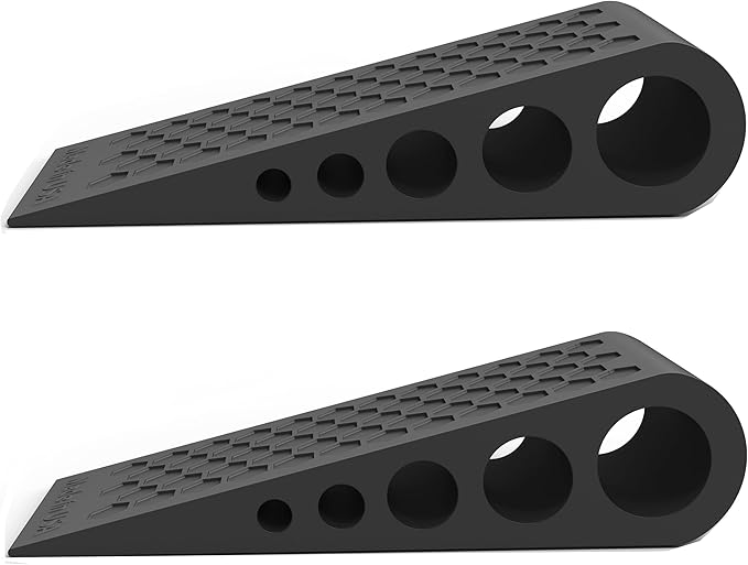 Door Stoppers for Bottom of Door Premium Floor Rubber Door Stop Wedge Made in USA Heavy Duty Honeycomb Design for Carpet, Tile, Ideal for Home, School, Commercial, Black 2-Pack