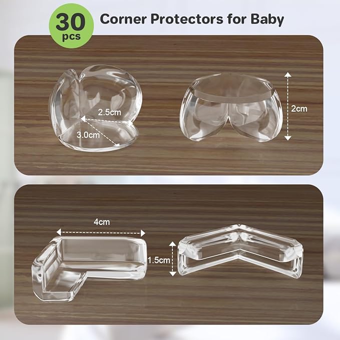 SUTOUG 30 Pack Corner Protector Baby, Table Corner Protectors for Furniture, Baby Proof Corners and Edges, Corner Covers Baby Safety, Baby Corner Protector Guards, Clear