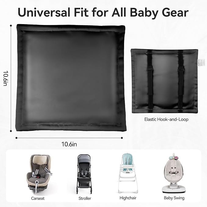 Silky Head Carseat Cover for Babies Silk Feeling Satin Head Cover for Baby Car Seat Canopy Headrest Protector for Boys Girls Infant Sleeping Hair Protection Black 2pcs