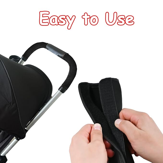 2 Pack 10.82×5.51in Armrest Handle Cover,Universal Handle Sleeve Cover Replacement Pushchair Handle Cover Accessory Elastic Dust Proof Protector Sleeve for Pushchair Pram(Black)