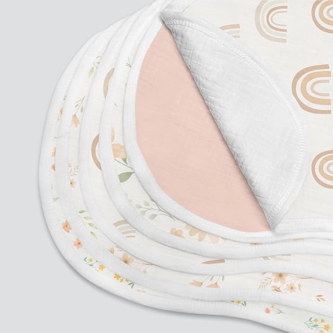 Spriggenix 6 Pack Boho Theme Burp Cloths Baby Girls Boys, Large Cotton Burping Clothes for Newborns Gifts Extra Soft and Absorbent 9.8X19.6inches