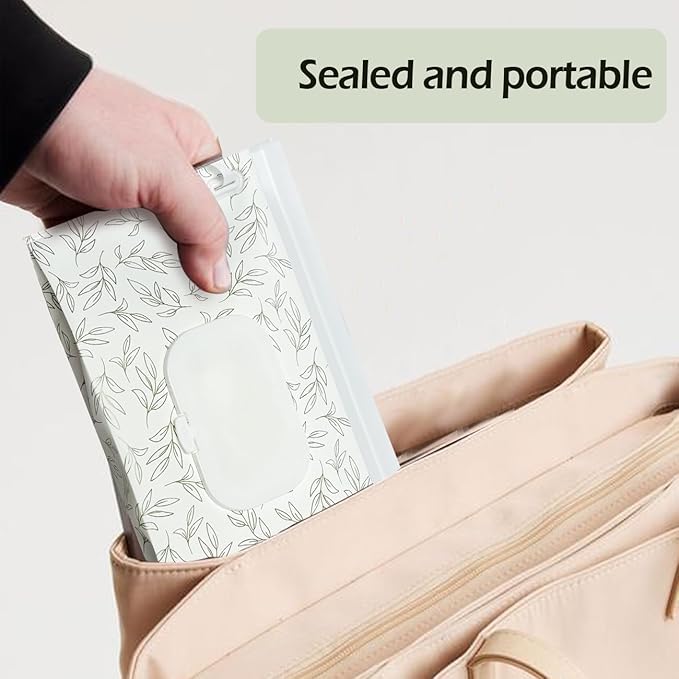 Baby Wipe Holder,Wipe Dispenser, 3-Pack Portable Refillable Wipe Container,Reusable Travel Baby Wipes Case, Waterproof and Dustproof, Wipe Holder for Diaper (Green)