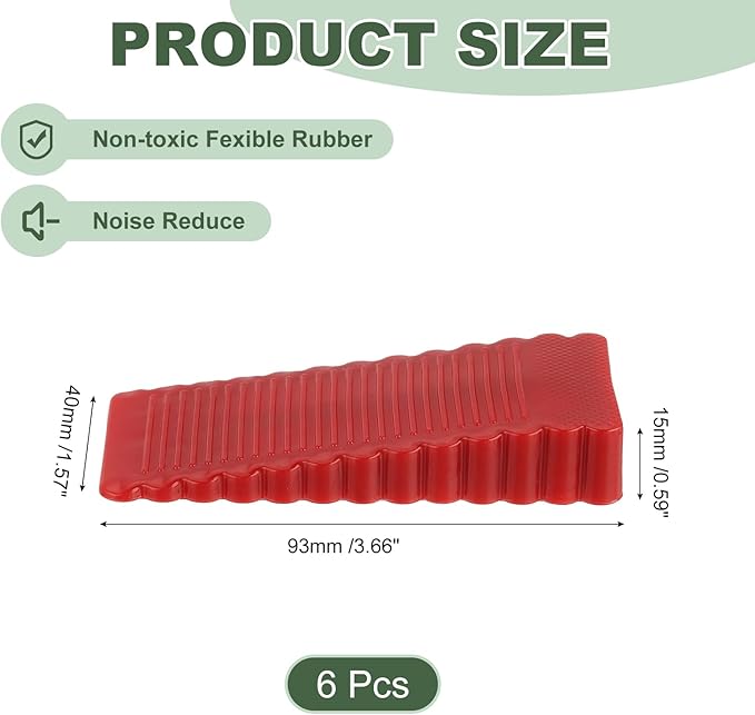 uxcell 6 Pcs Door Stoppers for Bottom of Door, 15mm/0.59 Inch Door Stops, Rubber Door Stopper Wedge Anti Slip, Window Stopper Door Stackable, Red