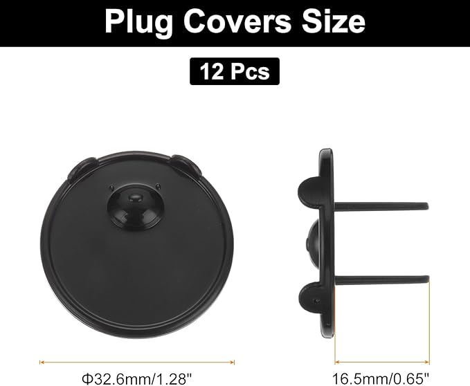 MECCANIXITY 12 Pack Outlet Covers Proofing, Plug Covers Easy Installation Electric Plug Protectors Safety Socket Cover Plugs Protector Black