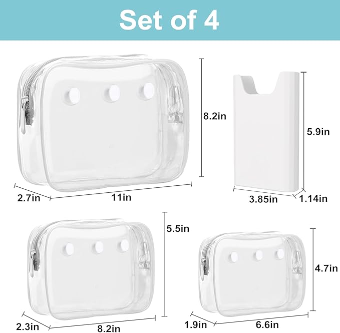 3 Packs Clear Bogg Beach Tote Bag with 2 Pack Insert Hooks Accessories for Bogg Bags Travel Makeup Clean Toiletry Brush Organizer Cosmetic Divider Storage Inner Pouch