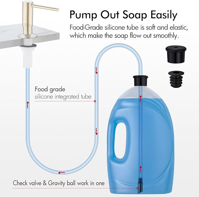 BAGNOLUX Kitchen Sink Soap Dispenser Extension Tube Kit with Check Valve, Under-Sink & Countertop Filtration, Bottle Washer for Hose Extender