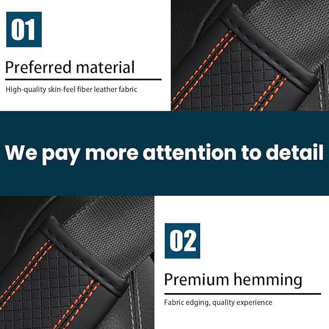Car Seat Belt Pads, 2 Pack Fiber Leather Seatbelt Shoulder Strap Covers, Comfort Driving & Protect Your Neck, Universal Safety Strap Cover for Auto SUV Truck Airplane Backpack (Black/Orange)