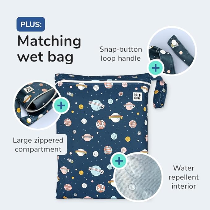 51" Heavy Duty Baby Splat Mat for Under High Chair | Includes Wet Bag | Premium Washable Toddler Mat | Baby Led Weaning | High Chair Mat for Floor | Craft Mat | Splash Mat (Space Cadet)