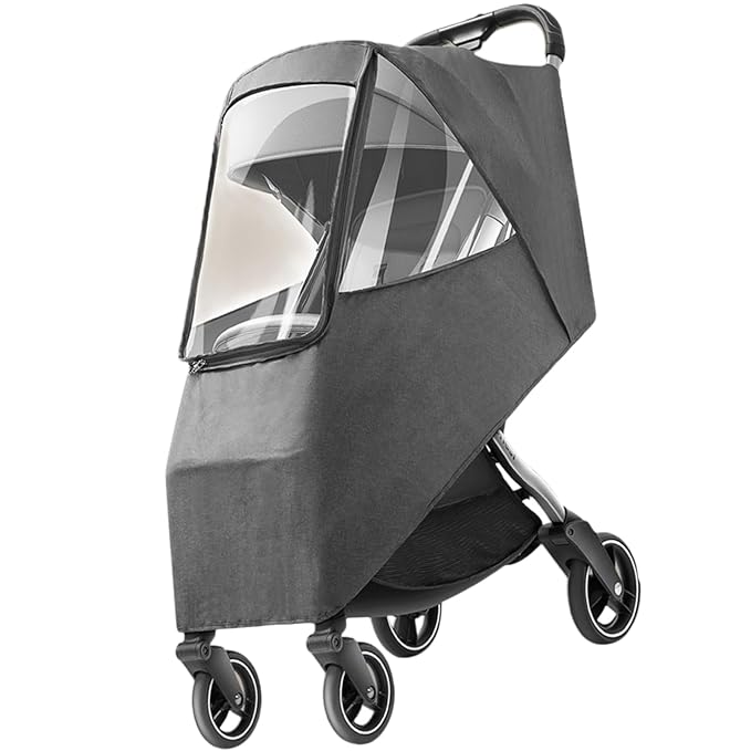 Universal Stroller Rain Cover Windproof Clear Ventilated Design Durable PP Material Fits Most Strollers
