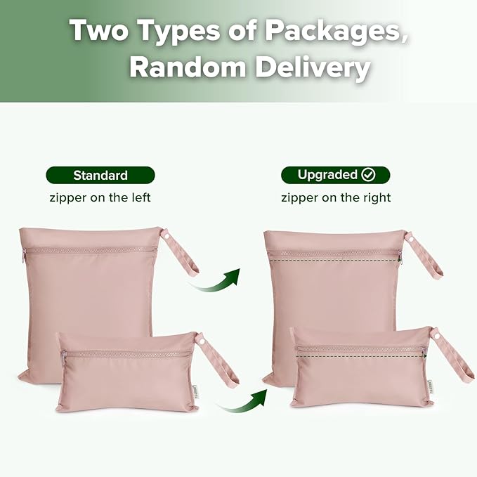 haakaa Waterproof Wet Bags for Baby Wet Dry Bags for Cloth Diaper, Swimsuit & Travel, 2pcs, Blush