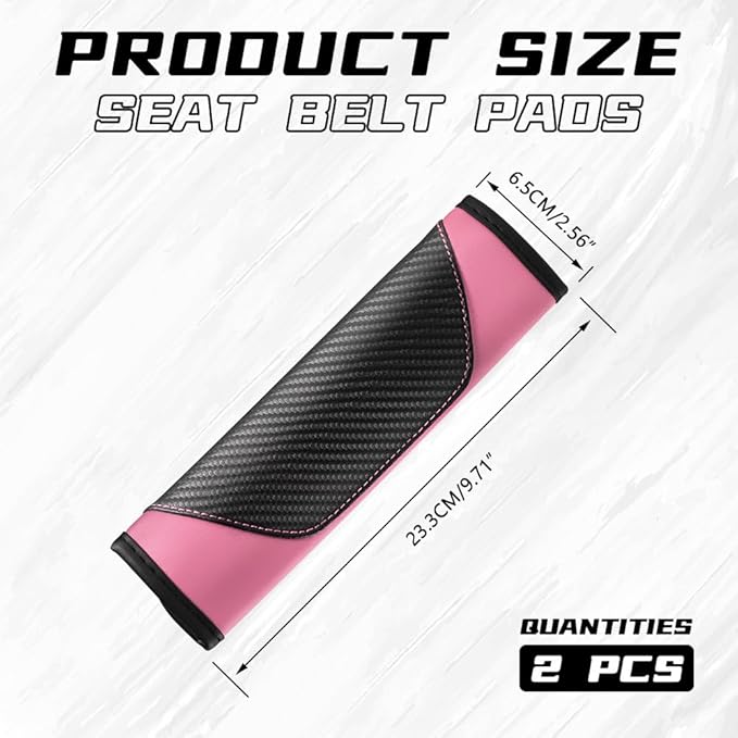 2PCS Car Seat Belt Cover Pad, Soft Carbon Fiber Leather Seatbelt Shoulder Protector for a More Comfortable Driving, Universal Safety Belt Strap Cover to Protect Your Neck (Pink)