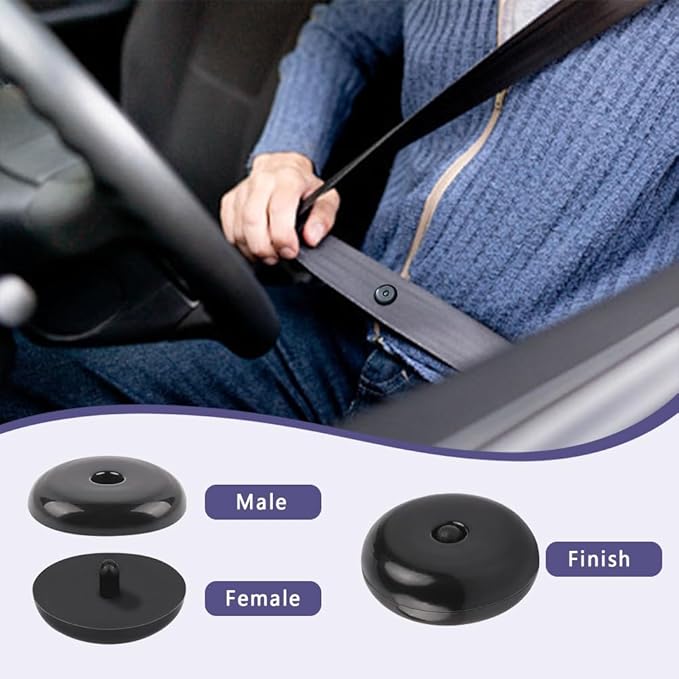 10 Sets Universal Fit Seatbelt Stopper Kit, Snap-on Seat Belt Button Stop, Car Accessories Plastic No Welding Required Seat Belt Buckle Button Prevent Seatbelt Clip from Sliding Down (Black)