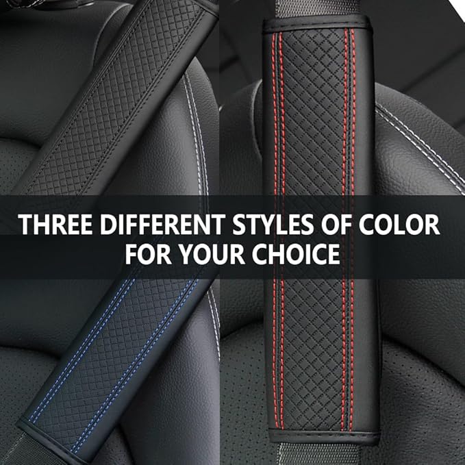 2PCS Car Seat Belt Cover Pad,Breathable Leather Seatbelt Covers for Shoulder Protection and Car Decorations,Universal Seatbelt Cushion Adding Car Seat Strap Pads Car Accessories Interior (Black)