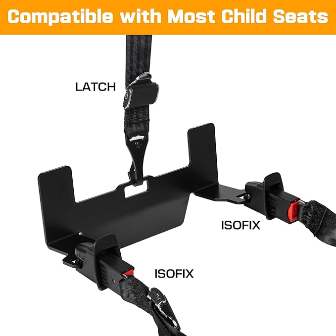 ISOFIX Universal Car Seat Mount Bracket, Child Safety Car Seat Latch Anchor Kit, Steel Seat Latch Interface Bracket, ISOFIX Belt Connector for Off-Road Vehicles, SUVs, MPVs, 12.6*5.43*3.11"