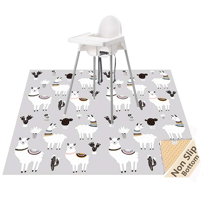 Baby Splat Mat for Under High Chair, 51 x 51 Inch Splash Mat, Waterproof and Washable Spill Mat, Anti-Slip Floor Protector