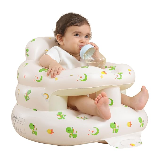 AGITVPS Upgrade Surround Inflatable Baby Seat for Babies 3-36 Months, Built in Air Pump Bumbo Seat with Tray, Baby Chair Sit Me up Floor Seat for Baby, Learning to Sit&Feeding(Surround-Dinosaur)