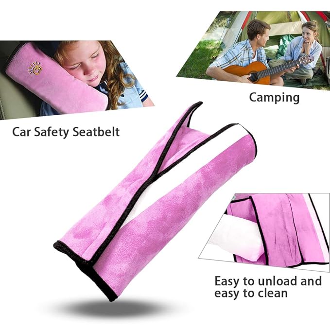 2PC Seat Belt Pillow for Kids, Car Seat Pillow Neck Rest for Kids, Kids Travel Pillow for Car Seat, Kids Seatbelt Pillow, Toddler Infant Safety Support Shoulder Flat Pad, Seat Belt Strap Covers in Car