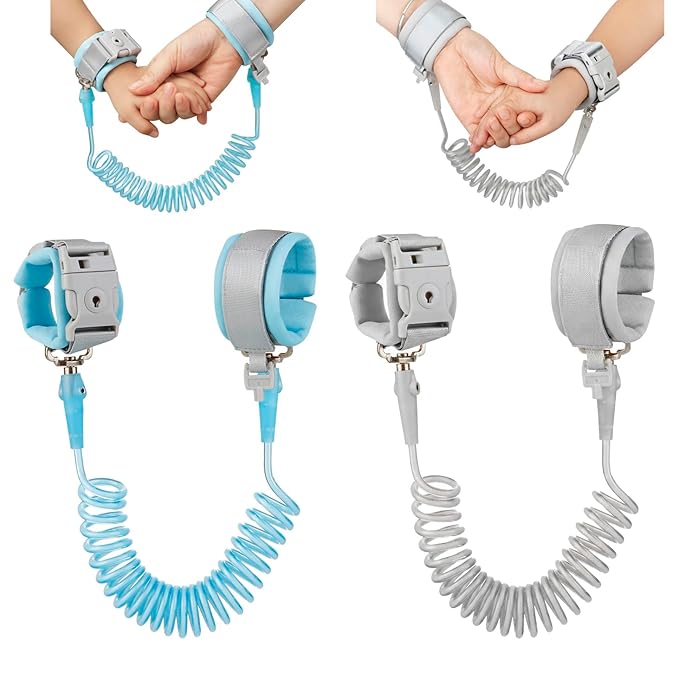 PandaEar 2 Pack Anti Lost Wrist Link, Toddler Harness Walking Leash Safety Child Wristband Leashes for Babies Kids