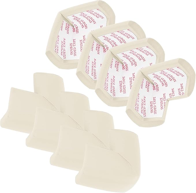 MECCANIXITY 8 Pack Soft Corner Protector, Rubber Foam Furniture Proofing Corner Guards Edge for Fireplace Table Stair, Light Beige