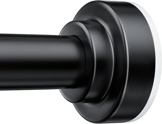TEECK Shower Curtain Rod, 32-104 inch Adjustable Spring Tension Curtain Rod, Never Rust Anti-Slip Shower Curtain Rod for Bathroom, No Drilling, Never Collapse, Easy to Use, Black