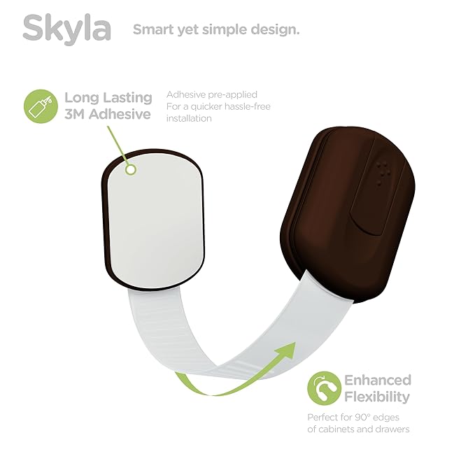 SKYLA HOMES Baby Locks Child Safety Cabinet Proofing - Safe Quick and Easy 3M Adhesive Cabinet Drawer Door Latches No Screws & Magnets Multi-Purpose for Furniture Kitchen Ovens Toilet Seats