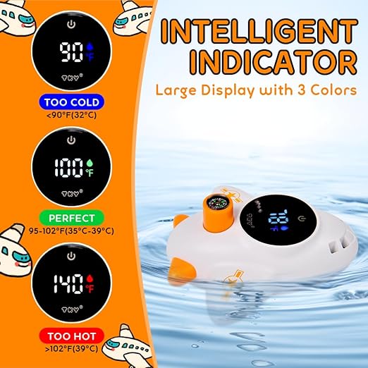Baby Bath Thermometer with Floating Toys - Digital Water & Room Temperature Monitor, Rechargeable Thermometer with Alerts for Newborn Bath Essentials, Infant Safety(TKYCD008)
