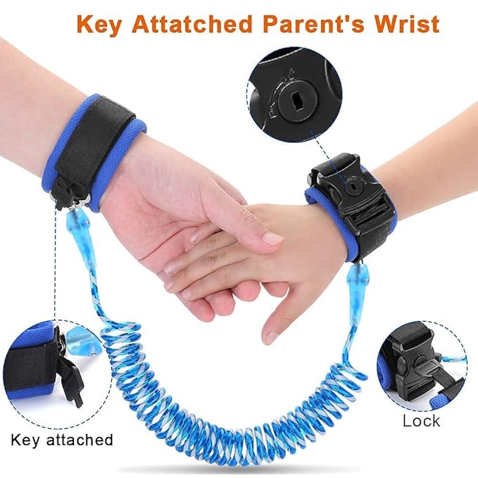 Reflective Anti Lost Wrist Link, Anti Lost Wrist Link Anti Lost Leash Baby Leash with Child Upgraded Safety Locks for Kids (Blue 8.2 Ft)