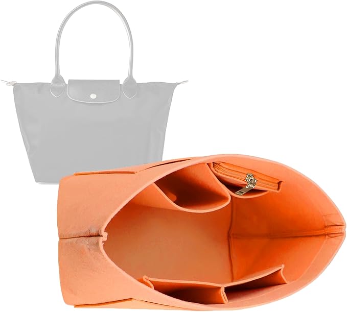 Lckaey Felt Purse Organizer Insert for Longchamp Le Pliage Neo Handbags Insert Organizer 1012orange-M