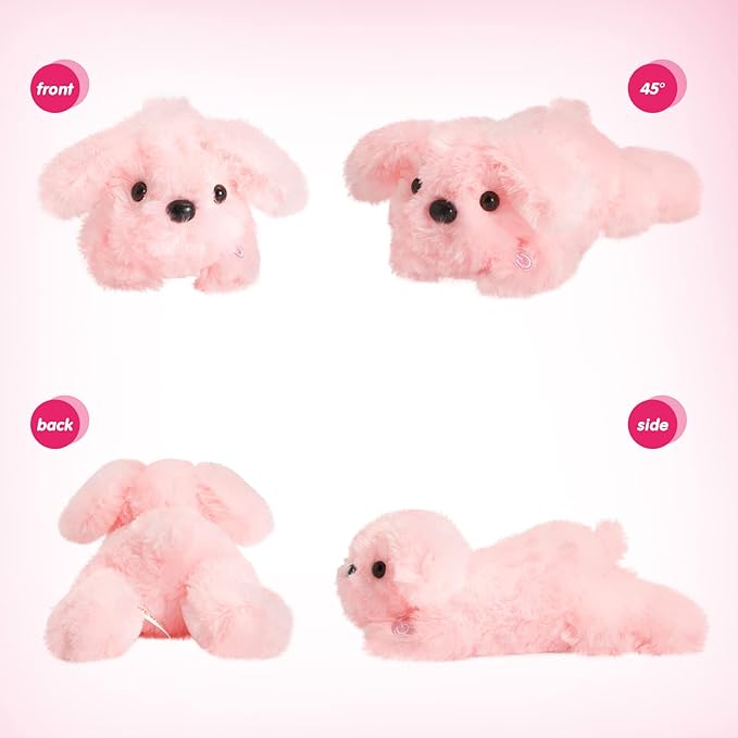 WEWILL 10'' Light up Pink Puppy Dog LED Stuffed Animal with Colorful Night Light Glow Soft Plush Toy Gifts for Kids on Christmas Birthday