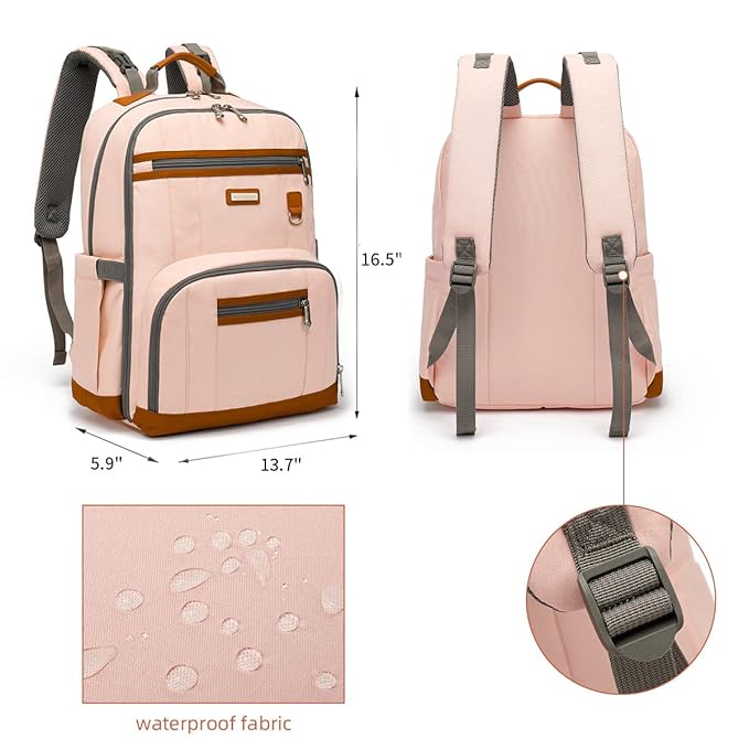 BILLITON MASHI Diaper Bag Backpack, Large Baby Nappy Bags with Portable Changing Pad for Boys and GirlsMultifunction Travel Baby Bag for Moms Dads, Shower Gifts Waterproof and Stylish，Light Powder