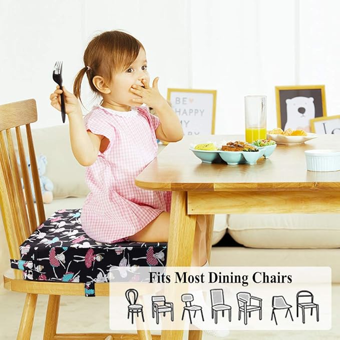 Toddler Booster Seat for Dining Table,Chair Increasing Cushion for Baby Kids,Portable Dismountable Adjustable Highchair Booster(Dance Girl)