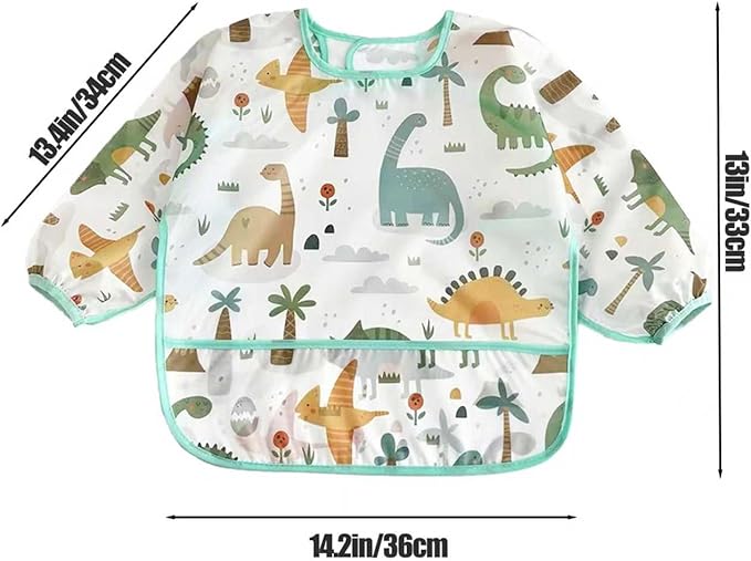 PandaEar 5 Pack Baby Long Sleeve Bibs| Waterproof Full Sleeve Bib for Baby Infant Toddler 6-36 Months