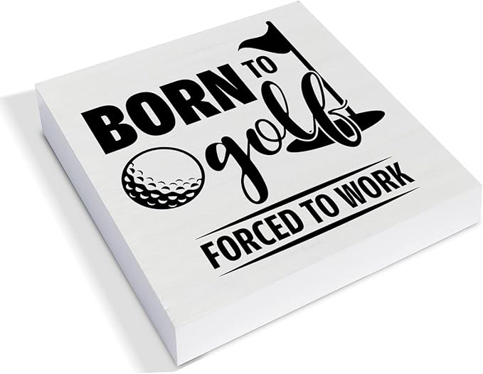 Born to Golf Wooden Box Decor Desk Sign Rustic Home Office Shelf Wall Decoration Gift for Golfer