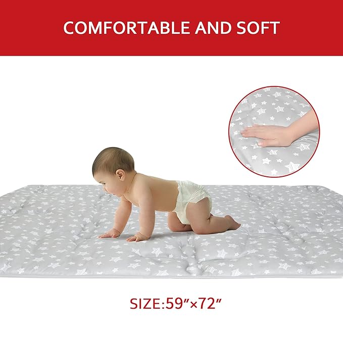 Baby Play Mat 71x59 Inches Thick Baby Crawling Mat, Large, Non Slip Padded Baby Playpen Mat for Playing, One-Piece Baby Floor Play Mat for Babies, Toddlers