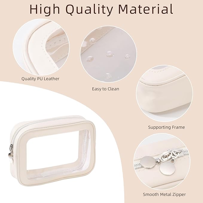 3PCS Diaper Bag Organizer Pouch Set，Clear Organizer Bags,TSA Approved Toiletry Bag,Clear Waterproof Cosmetic Bags with Zipper,Purse Organizer Pouches,Travel Organizer Bags for Woman and Kids