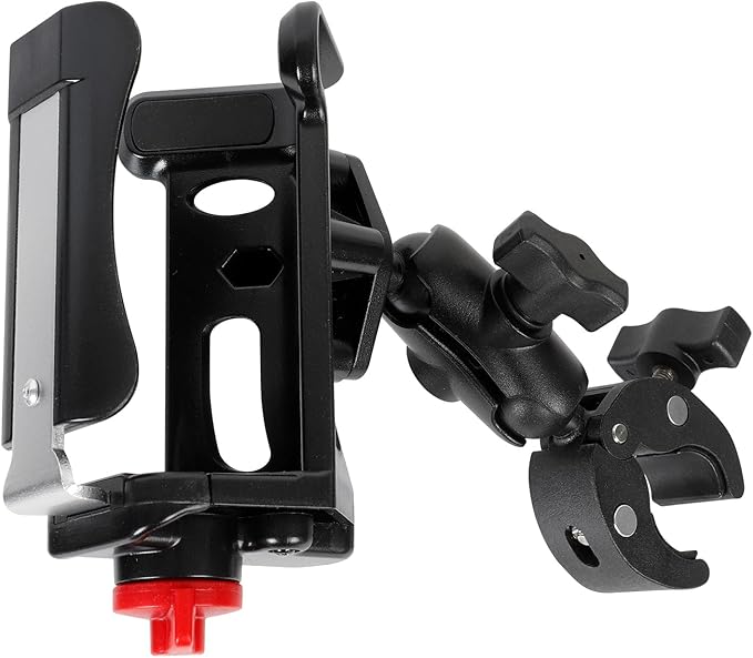 FPN Motorcycle Cup Holder, Upgraded Adjustable Angle Drink Holder for Large Water Bottles (2.36" to 3.54" Dia), Universal Water Bottle Holder for Bike Scooter Boat Stroller Golf Push Cart Wheelchair