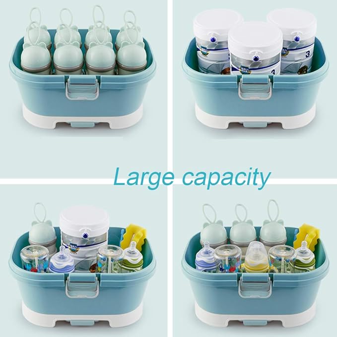 Baby Bottle Drying Rack Storage, Large Nursing Bottle Storage Box Organizer with Cover, Portable Kitchen Cabinet Organizer, Durable countertop Dryer