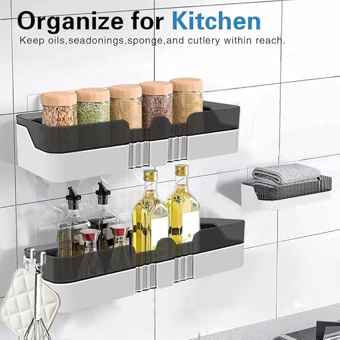 WeshyiGo 2-Pack Shower Caddy, Separable Shower Organizer with Soap Dish and Hooks, No Drilling Double Layer Shower Shelf, Used for Bathroom and Kitchen (Black)