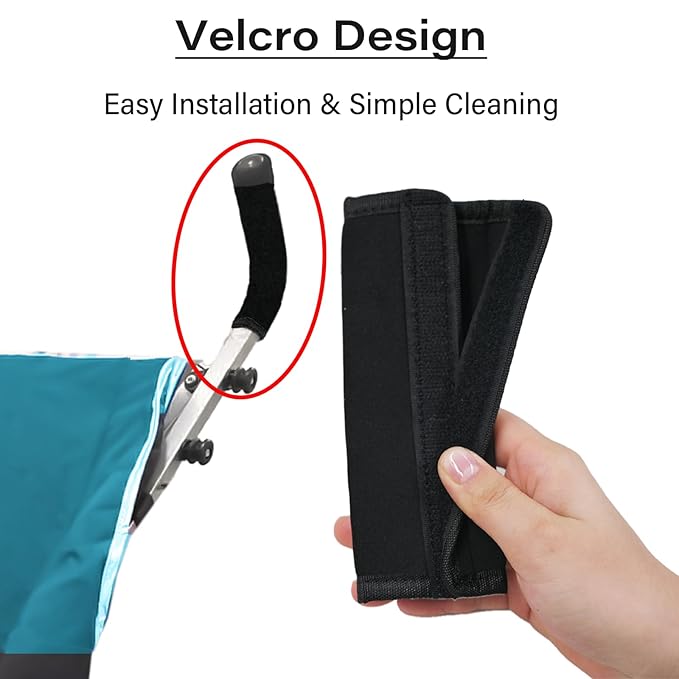 2Pcs 6.3 * 5.51inches Stroller Handlebar Cover,Pushchair Armrest Handle Protector Cover,Pram Bumper Bar Dustproof Handle Gloves Replacement Removable Universal Protective Case Grip Bar Covers