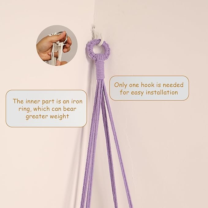 Stuffed Animal Storage Hammock Corner Hanging Net Stuffy Animal Hammock Macrame Toy Display Plush Toy Holder for Kid Bedroom Decor Boho Nursery Playroom Organizer (Purple)