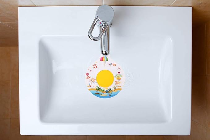 WSZCML Bathtub Drain Stopper, Silicone Tub Stopper Plug, Universal Bath Drain Cover, Beautiful Coral Reef Illustration, Kids Tots Babies Gift (White)