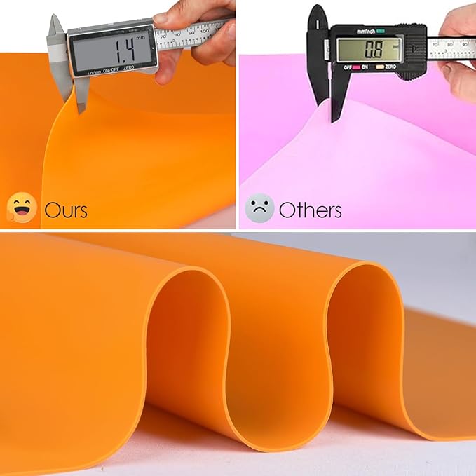 Extra Large Silicone Mats for Kitchen Counter, 31.5'' x 23.6'' Silicone Placemats for Kids, Nonstick Silicone Mat for Baking Crafts, Nonskid Heat Resistant Mat Orange Kids Placemats for Table,1Pcs