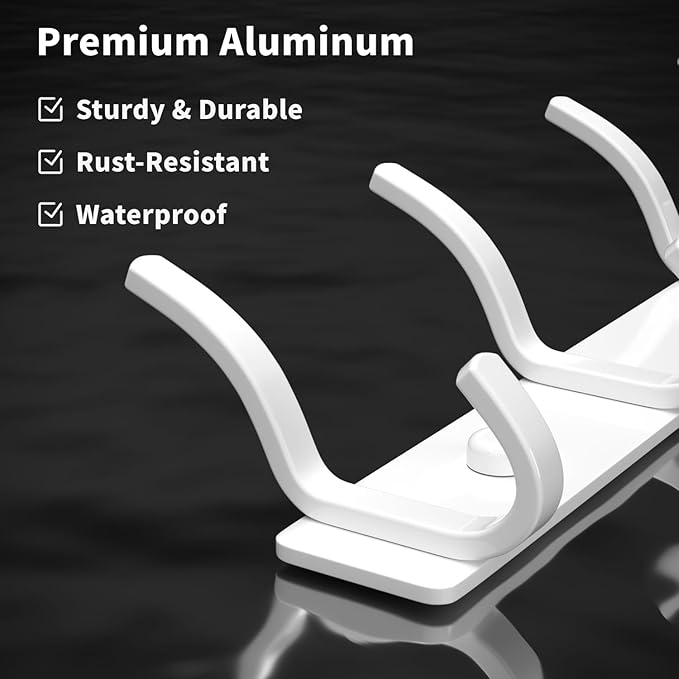 White Coat Rack Wall Mount - 15 Inch Arc Shaped Design with 6 Hooks for Hanging Coats, Bags, and Towels in Entryway, Livingroom, Bedroom, Bathroom, and Kitchen, 1 Pack