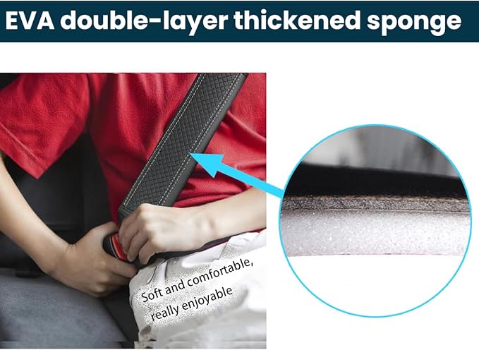 Car Seat Belt Pads, 2 Pack Fiber Leather Seatbelt Shoulder Strap Covers, More Comfort Driving & Protect Your Neck, Universal Safety Strap Cover for Auto SUV Truck Airplane Backpack (Black/Gray)