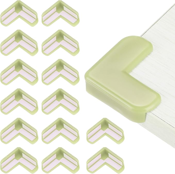 uxcell Corner Protectors, 16 Pcs Table Corner Protectors, Furniture Corner Guard and Edges Safety Bumpers for Table Edges and Sharp Corners (L-Shaped, Green)