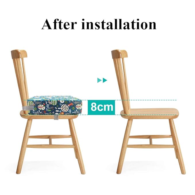 Dining Chair Heightening Cushion Portable Dismountable Adjustable Highchair Booster for Baby Toddler Kids Infant Washable Thick Chair Seat Pad Mat (Green Forest)
