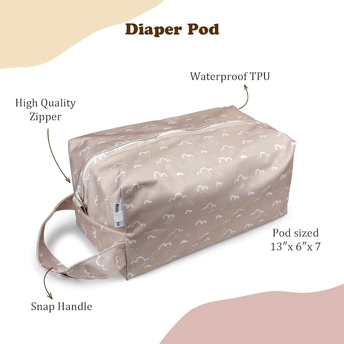 Mama Koala Waterproof Diaper Pods for Baby Items, Cloth Diapers, Swimsuits, Travel, Gym Clothes, Beach, Pump Parts, Toiletries, 2 Pack(DP-Sunset)