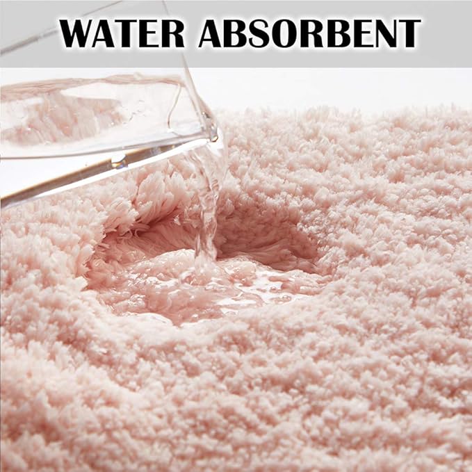 Suchtale Bath Mat (20 x 32, Blush) Microfiber Shaggy Soft, Non-Slip, Machine Washable, Thick Plush Shower Mat
