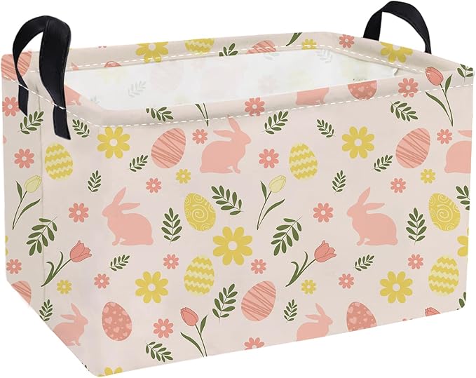 Essme Rectangular Easter Baskets,Kids Storage Basket with Handles for Easter Room Decor, Boys Box,Cute Storage Bin.